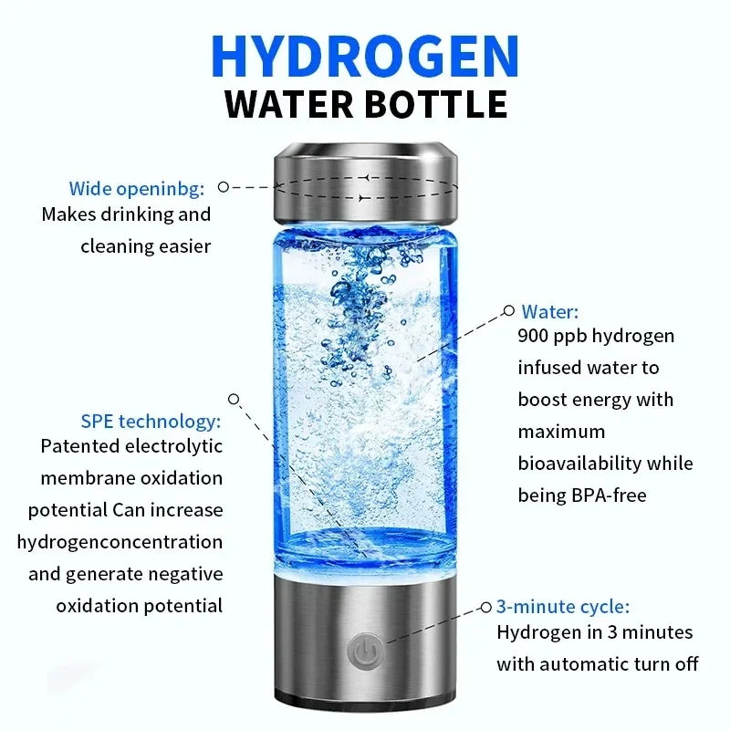 420ml Rich Hydrogen Oxygen Water Cup H2 Generator Bottle Alkaline Maker Ionizer Bottle Super Antioxidan Titanium Quality Filter