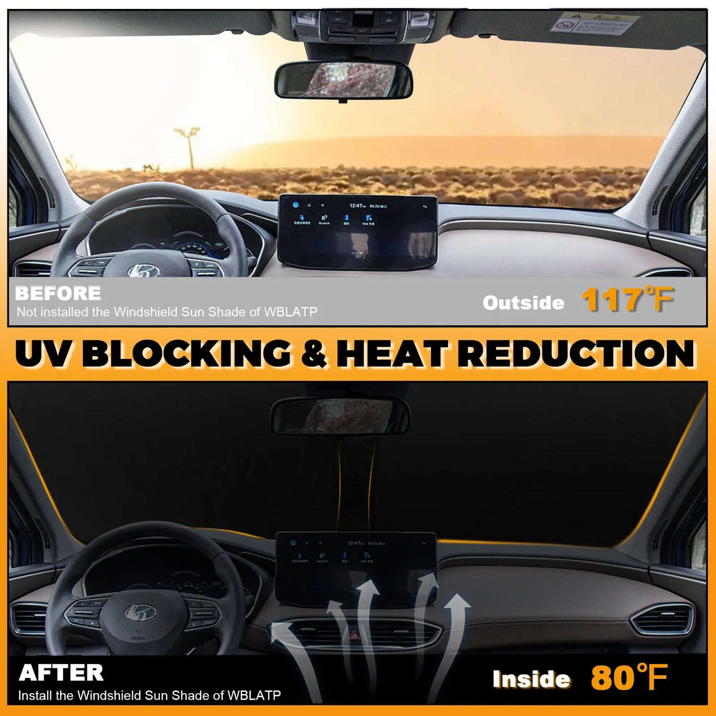 Parasol Plegable para Parabrisas Hyundai Santa Fe 2019-2023 UV